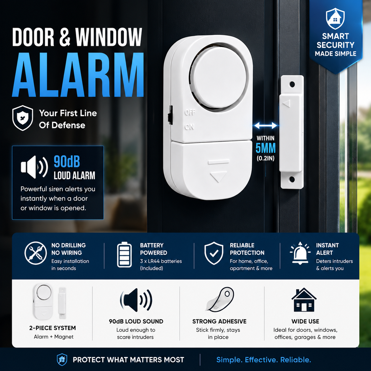 EntryGuard™ — Wireless magnet Door & Window Alarm